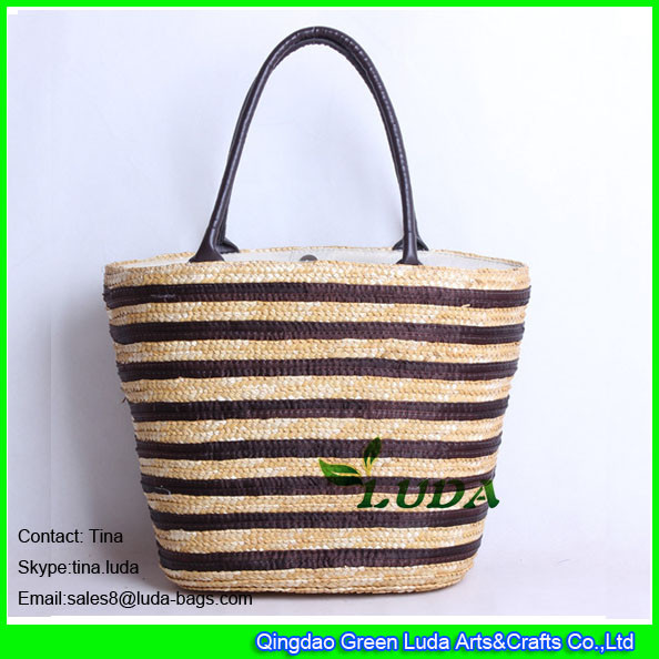 LUDA striped wheat straw beach totes large straw wicker handbag