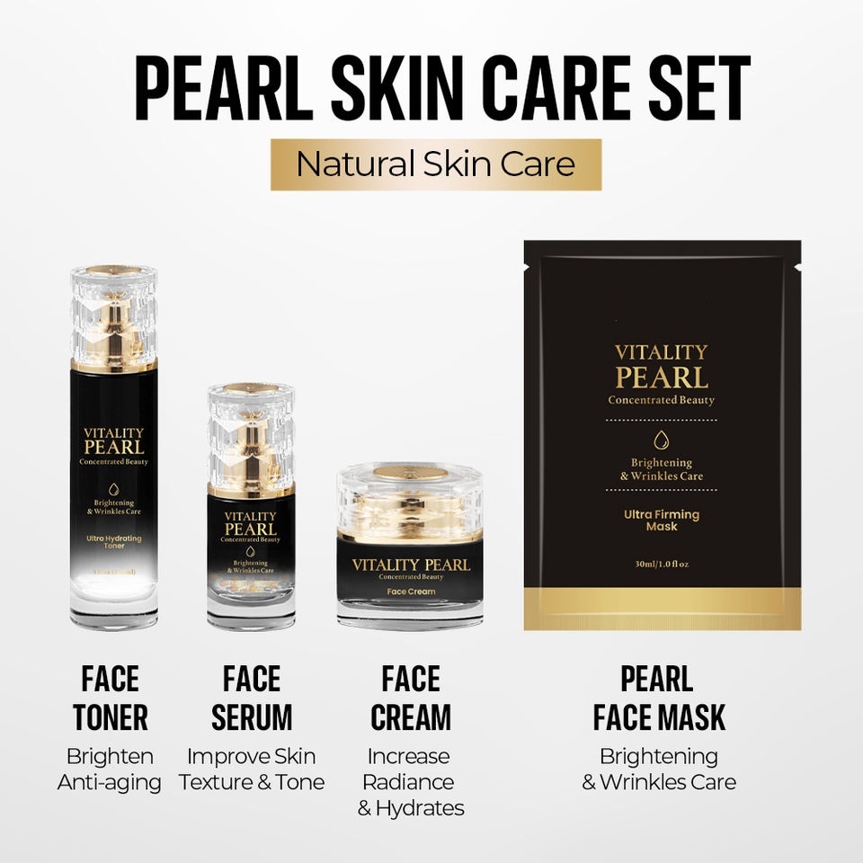 OEM ODM Korean Brand Customized Pearl Niacinamide Skincare Anti-Aging Facial Essence Set for Women Brightening Whitening Daily Facial Care