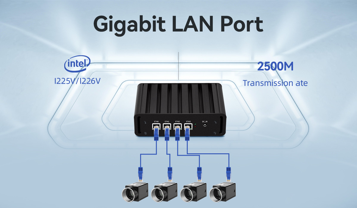 N100 Firewall Router Mini PC с четырьмя 2,5 Гбит / с LAN HDMI и DP для домашнего офиса