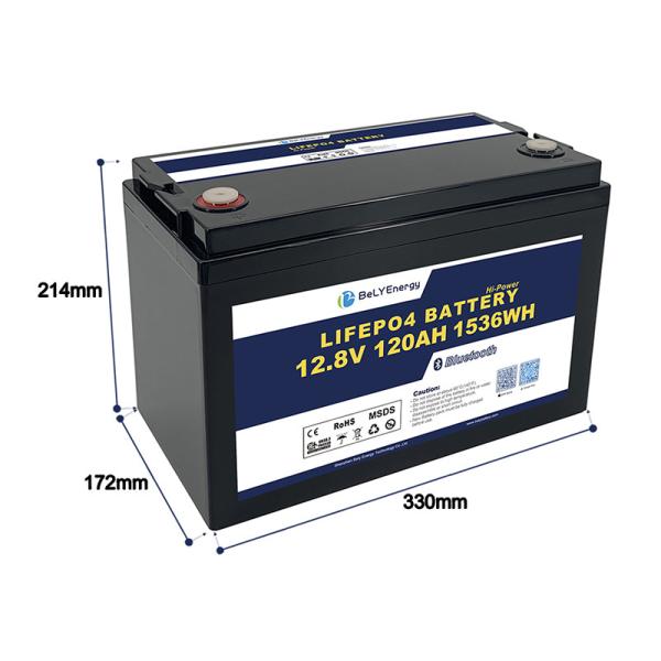 Batterie au lithium solaire avec boîtier ABS 12,8V120Ah Voltage nominal faible auto-décharge