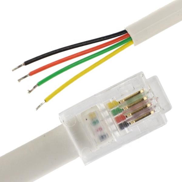OEM 1m  White Black RJ9 RJ11 Male 4p4c to Stripped Wire Open Cable