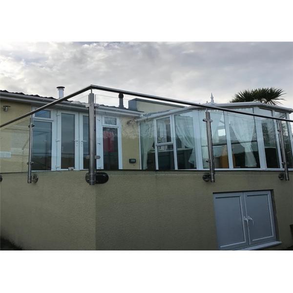 Side Mount Glass Balustrade Stainless Steel Handrails , Steel And Glass Stair Railing