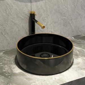Bacia de lavagem cerâmica redonda cerâmica Matte Shiny Black Color da bancada