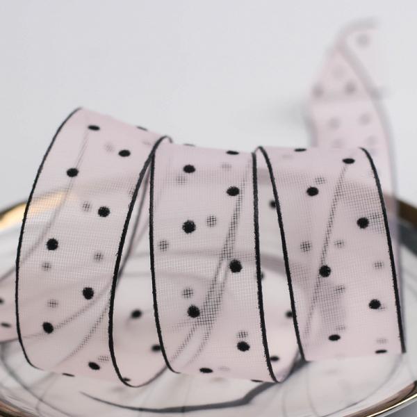 10mm-60mm Dot Velvet Wired Ribbon Вышивка двусторонняя бархатная лента
