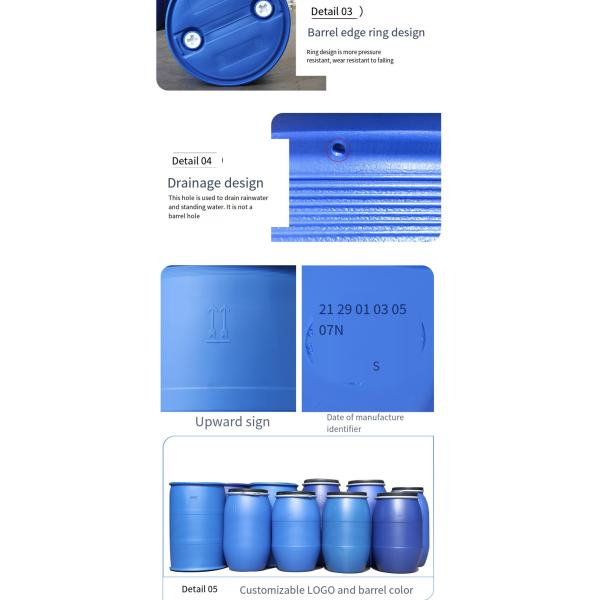 Polyethylene Plastic Chemical Container 200L Chemical Drum Blow Molding