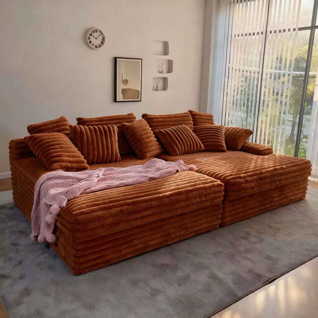 OEM Custom Vacuum Compressed Sofa Bed Modular Velvet High Density Sponge Apartment Hotel Villa Modern Leisure