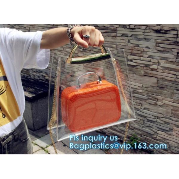 customized clear pvc tote bag handbag, Trendy Lady Handbags with Zipper Handle Shoulder Tote Bag, Envelope Clutch Bag Ha