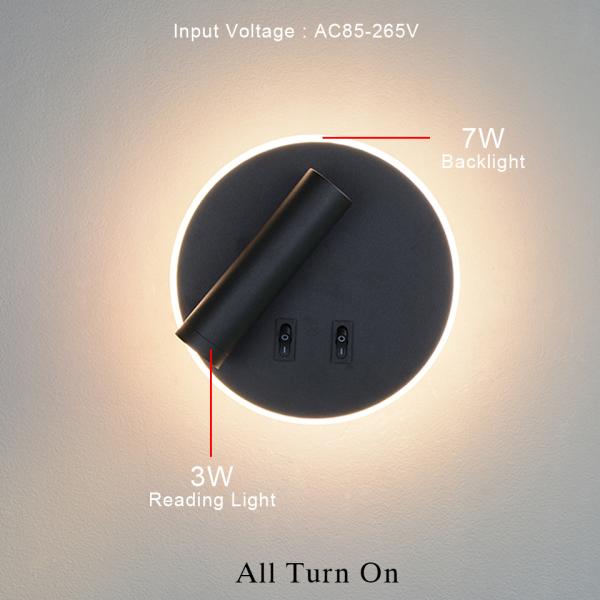 Led wall lamps 3W reading light 7W backlight reading lamp hotel(WH-OR-229)
