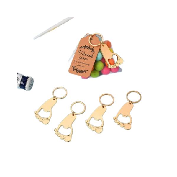 Custom Logo Keychain Bottle Opener Baby Foot Shaped Promotional Keyring Souvenir Gift
