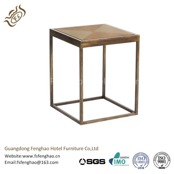 Nordic Style Fashion Metal Leg Hotel Coffee Table Soild Wood Top