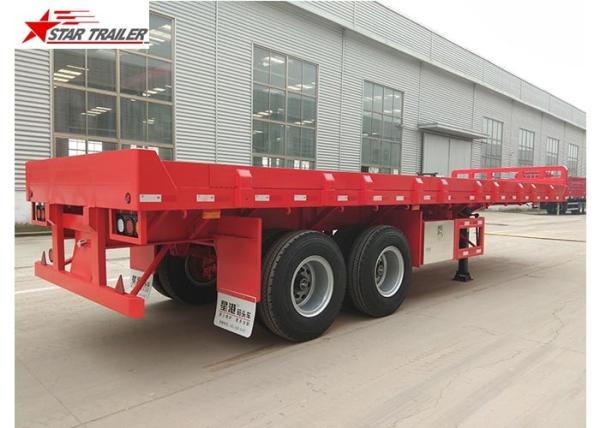 9.5 Meters 2 Axles Long Flatbed Trailer , Semi Truck Lightweight Flatbed Trailer