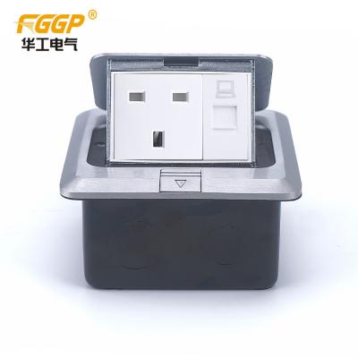 Brass Cover 3 Pin Pop Up Floor Socket Rj45 Rj11 Telephone Socket
