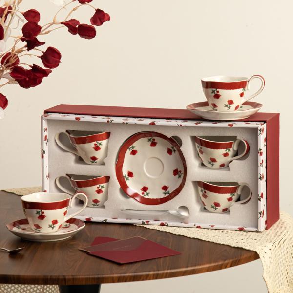 Vintage Design Porcelain Tea Cup And Saucer 210ml Volume Coffee Mug Rosalina Set