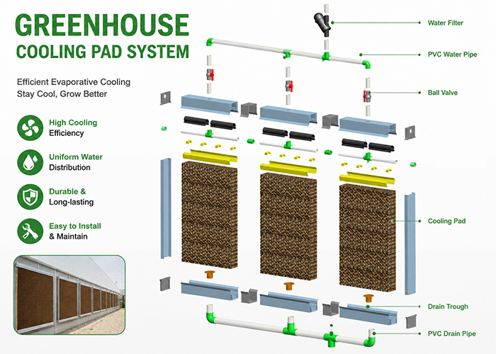 Evaporative Wet Pad & Fan Cooling System For Greenhouse & Poultry House
