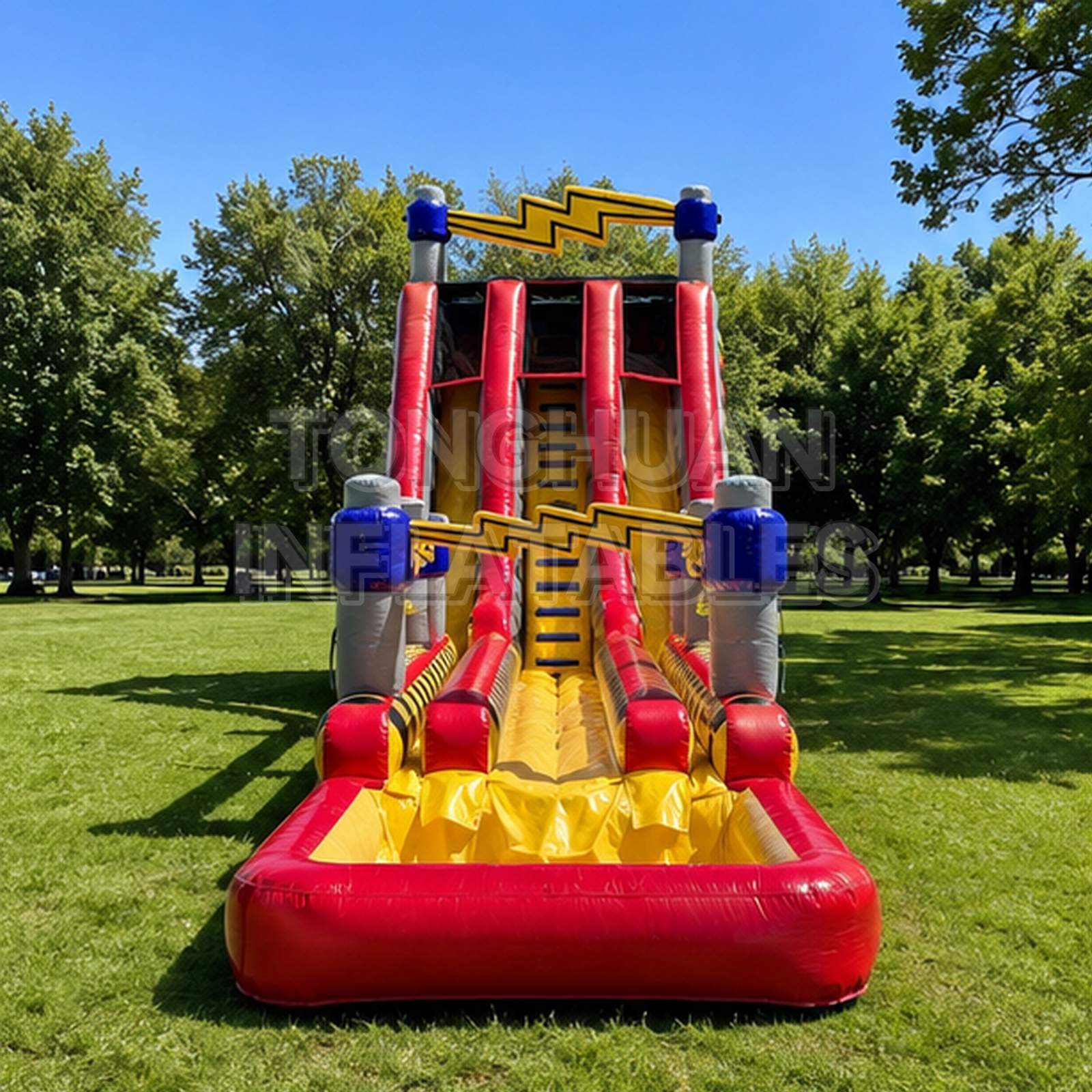 Thunder Theme Inflatable Water Slide with Extra Long Slip and Slide for Commercial Water Entertainment