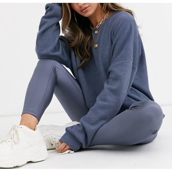 Сверхразмерной простой фуфайка плеча шеи экипажа упаденная фуфайкой в сером цвете слона