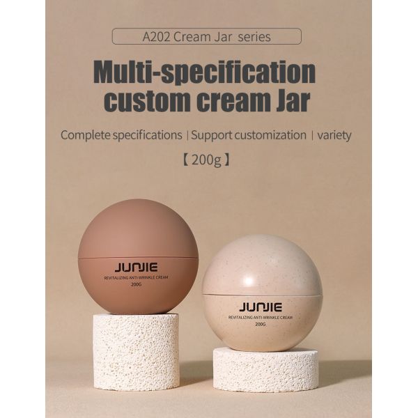 200g Contenedor de Exfoliante Corporal en Forma de Bola, Frascos para el Cuidado de la Piel, Tarro de Plástico para Crema Cosmética con logotipo, Tarro de Paja de Trigo Biodegradable