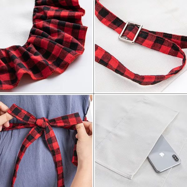 Custom Linen Sublimation Apron Blanks With Pocket Adjustable Neck Strap Kitchen Cooking BBQ Work Apron