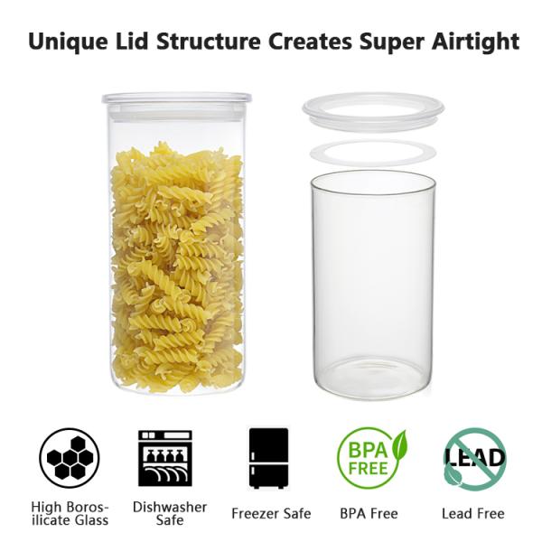 High Borosilicate Glass Canister with PS Lid for Kitchen Storage