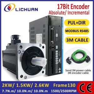Lichuan AC Servo Motor Drivers Kit A5 Series 10N.m 1.5KW 1500W AC220V 7.5A/6A