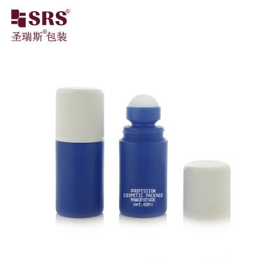 RPPC1-60ML Blue Matte Plastic PP Deodorant Roll On Bottle With Child Resistant Cap No Leakage