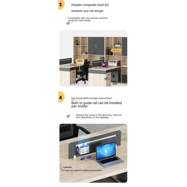 Cabinet de doble asiento pantalla estación de trabajo escritorio de computadora estilo moderno para sala de finanzas