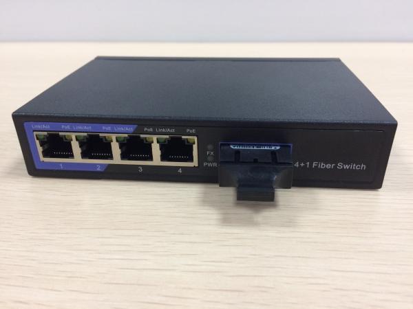 Mini interruptor da fibra dos portos rj45 PSE do interruptor 1 100M FX 4 10 do ponto de entrada da fibra/100M com alojamento do ferro