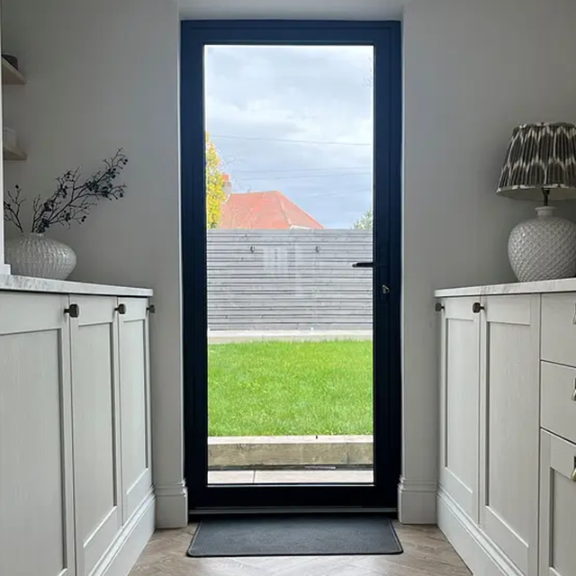 Entry Heavy Duty Aluminium Casement Door Security Double Tempered Glass