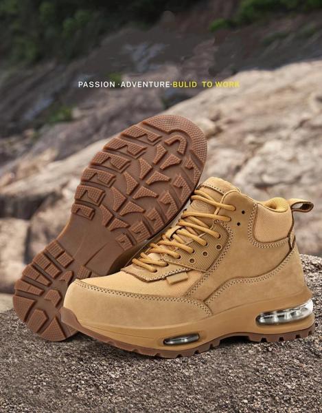 Botas de seguridad de tela de Oxford para hombres con botas antideslizantes de Oxford con almohadilla de aire doble