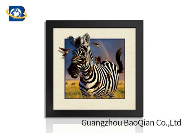 Hotel Decor Wall 3D 5D Pictures CMYK Full Color Lenticular With Black Frame