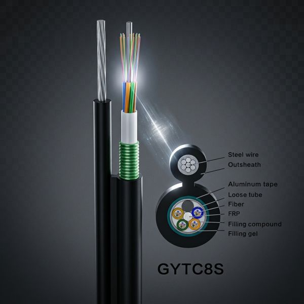 36 Cores Self Support Armoured Network Cable GYTC8S Fiber Optic Cable Outdoor Use