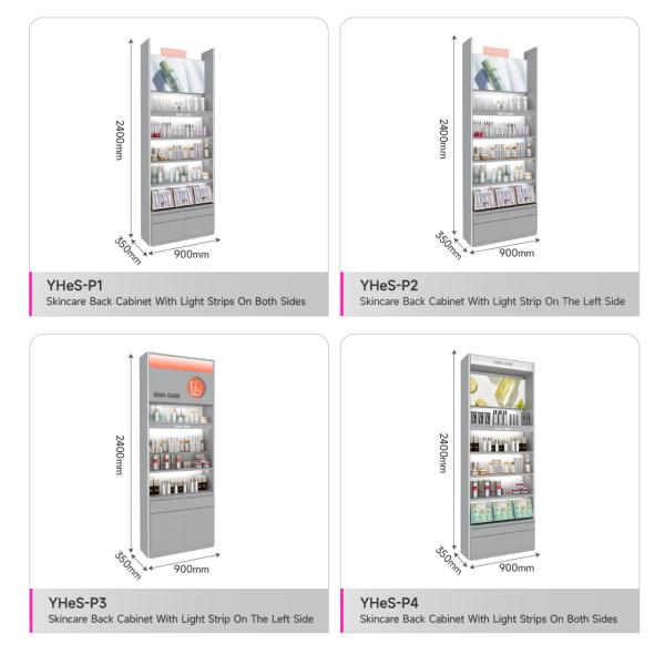 Gray Iron & Wooden Beauty Store Display Cabinet  With Light-box For Skincare Shop Design And Retail Store Decoration