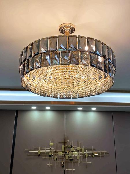 Brilhe Crystal Chandelier Smoky Quartz Chandelier fumado K9 brilhante Tricolor