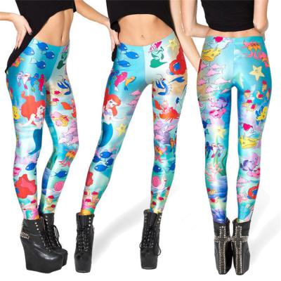 Full Length Mermaid Fish Scale Leggings Machine Washable 20 Colors For Choose