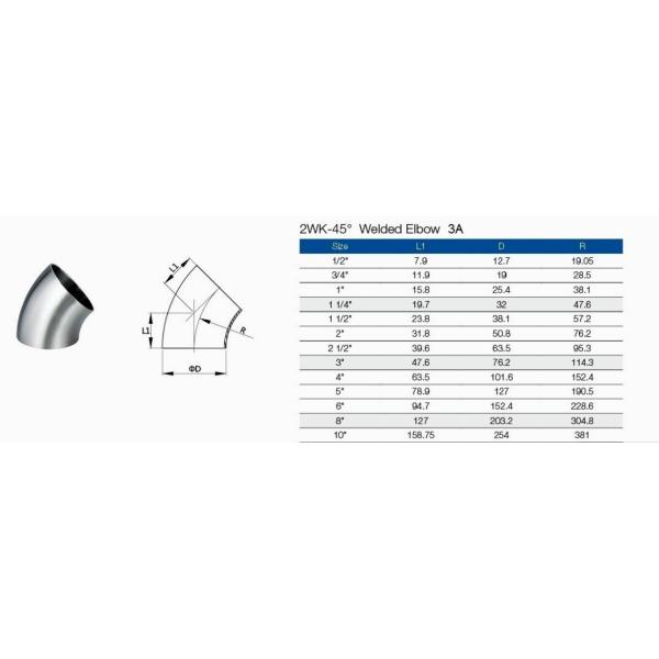 Санитарная труба из нержавеющей стали SS316L SMS 45 градусов