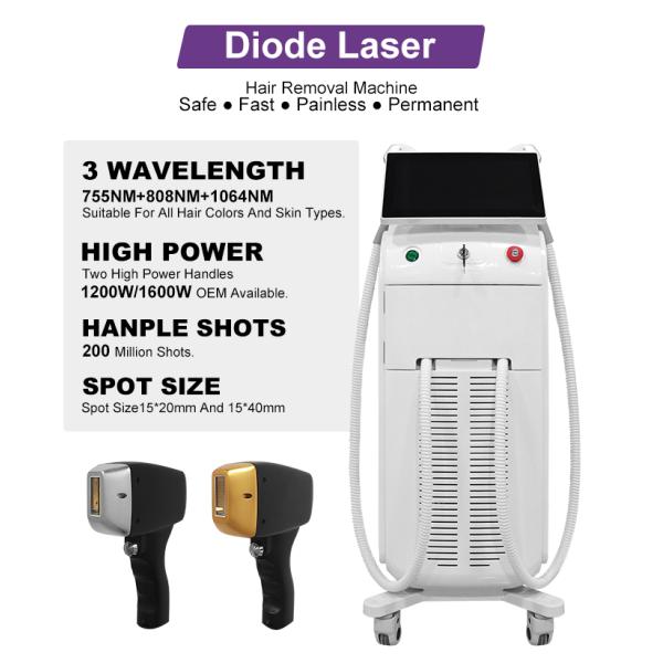 Vertical Professional Painless Lazer 808 nm Titanium Beauty Device Diode Laser Hair Removal Machine