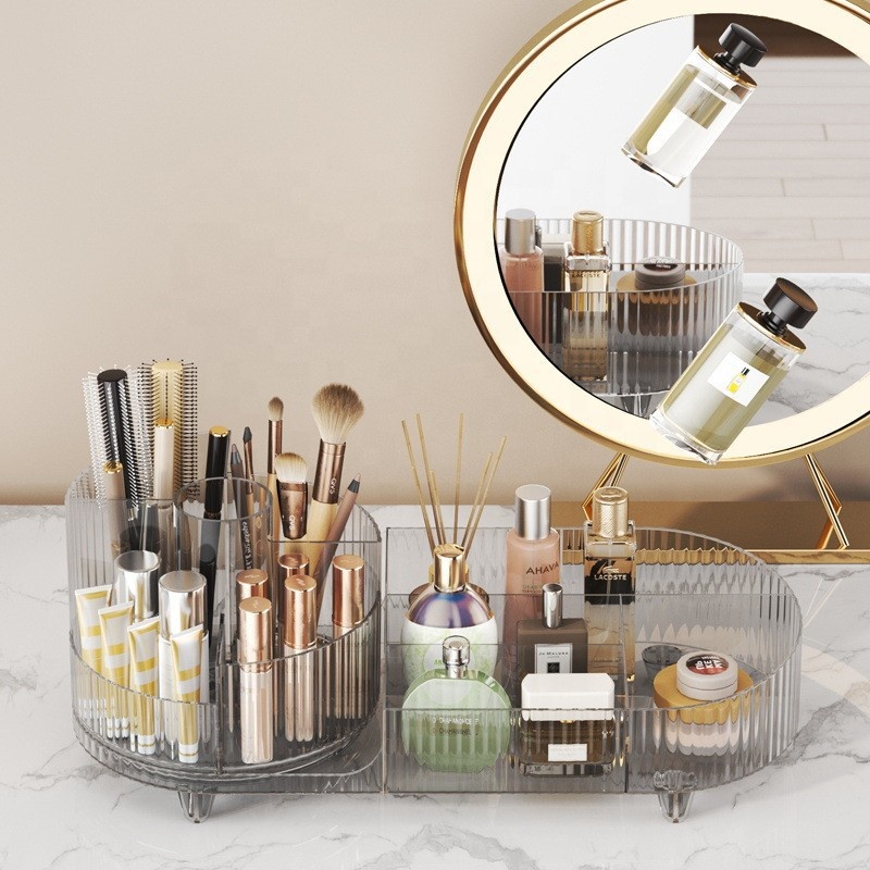 Factory Hot-Selling Modern Minimalist Style Large Capacity Rotatable Transparency Plastic Storage Box for Cosmetics - Lipstick