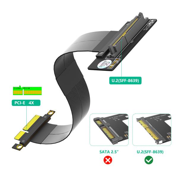 SFF-8639 U.2 90° до PCI-E 3.0 4X кабель расширения ленты для быстрой подключения