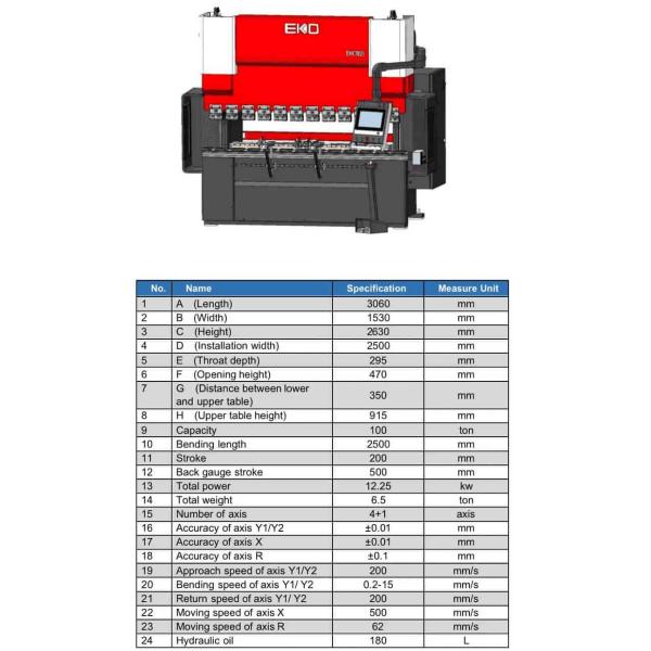 Hydraulic Press Brake 100T2500 Hydraulic Bending Machine Press Brake Cnc Metal Steel Bending Machine Steel EHC1025