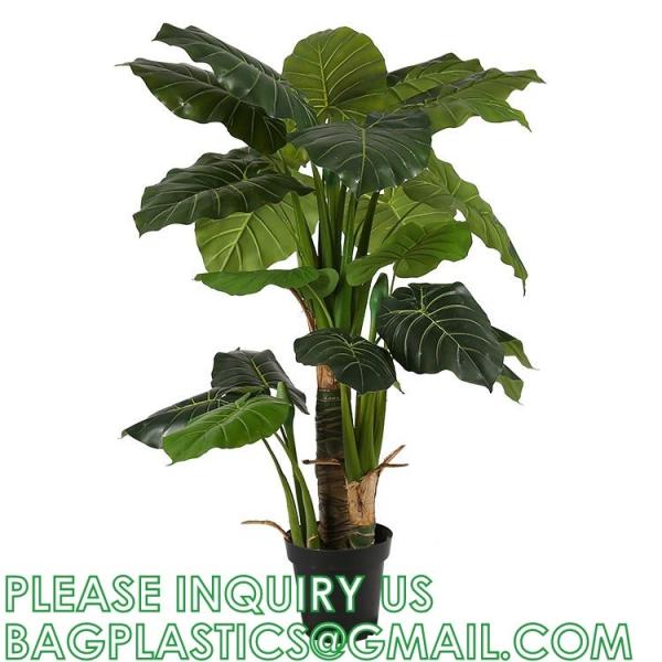 Artificial Monstera Deliciosa Plant 37 Fake Tropical Palm Tree, Perfect Faux Swiss Cheese Plants in Pot