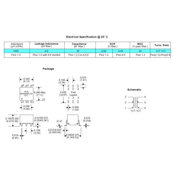Трансформатор обратной связи силы SMPS изоляции EPA4452G-LF PoE с СЕНТЕНЦИЕЙ MAX253 IC
