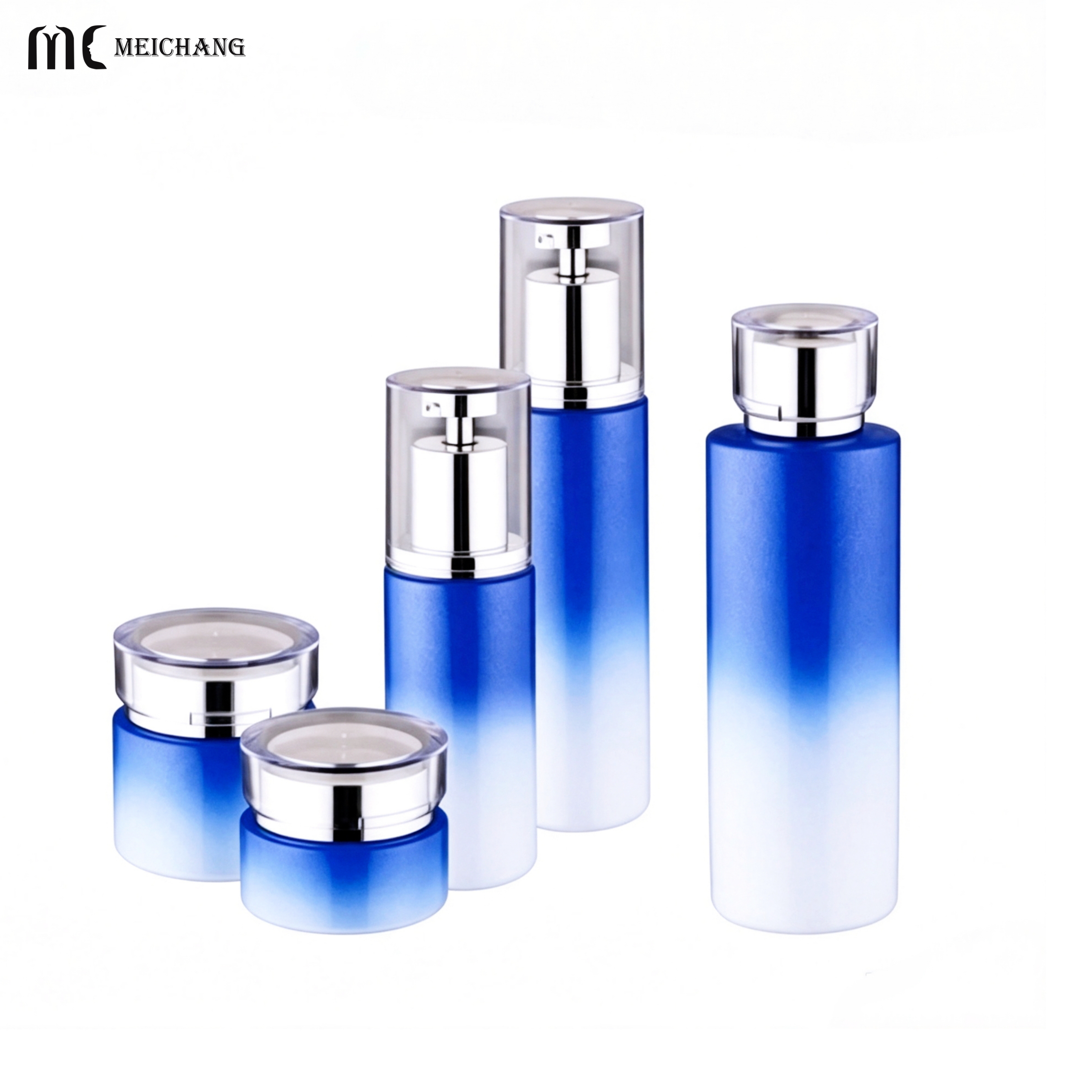 Blue & White Oriental Design Light-Blocking Glass Skincare Bottle with UV Protection Coating and Customizable Decoration