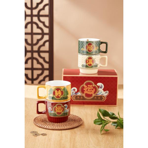 Креативная керамическая кружка в китайском стиле с коробкой для подарков в офисе