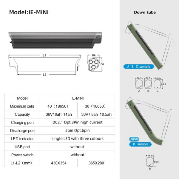 Lithium 1000w 7.8ah 10Ah 14Ah 36v Ebike Battery Eel Mini Customized