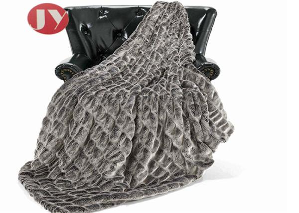 Rectangular brown Faux Animal Fur Blanket Stretch Rabbit Fur Super Soft luxury