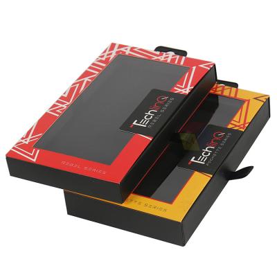 Custom Printed Phone Case Packaging Box Clear Window Sliding Open Drawer