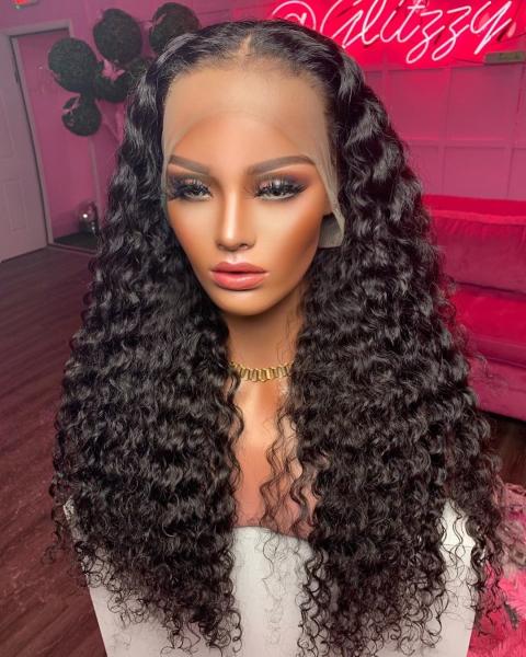 A peruca frontal do laço brasileiro da onda de água 360 arrancou pre com cabelo do bebê todas as cores