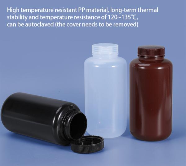 250 ml de garrafas de plástico transparente de PP para recipientes de reagentes de laboratório
