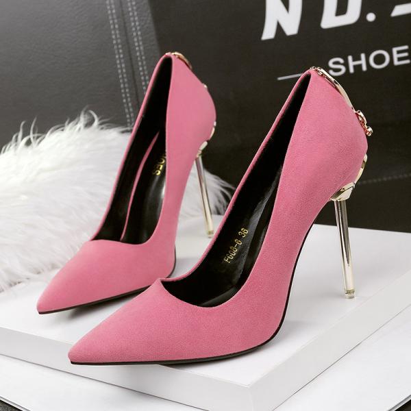 608-6 Fashion Pointed High Heels Nightclub Sexy Metal Heel Women'S Single Shoes Stiletto Bow Women Shoes Wedding Shoes H