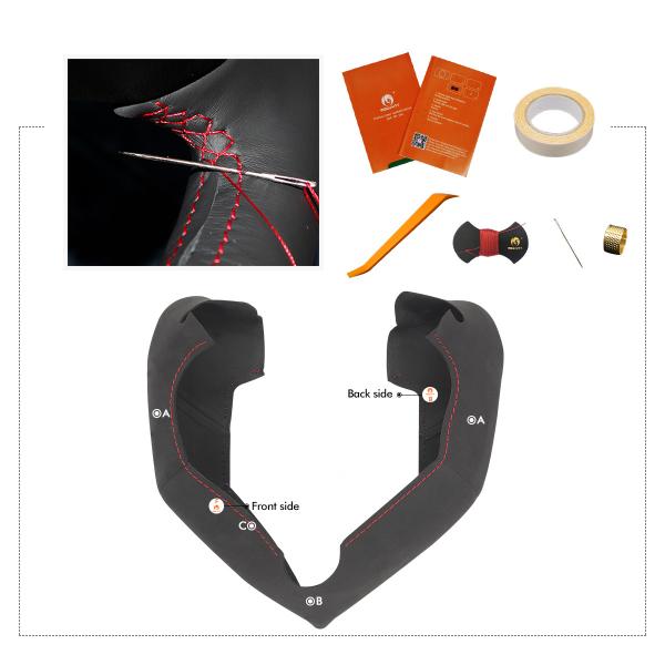 Custom Hand Stitching Black Soft Suede Steering Wheel Cover for Tesla Model S X 2021-2023